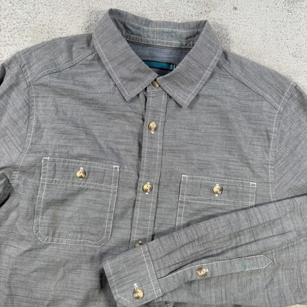 The North Face Shirt Men Small Grey Button Up Outdoor Utility Long Sleeve Pocket